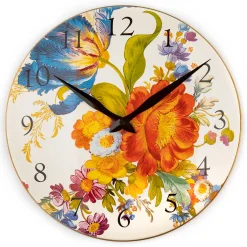 Room Accents|MacKenzie-Childs White Flower Market Wall Clock