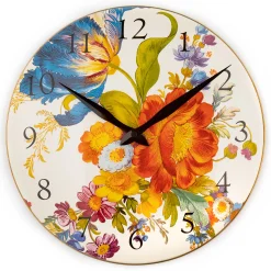 Room Accents|MacKenzie-Childs White Flower Market Wall Clock