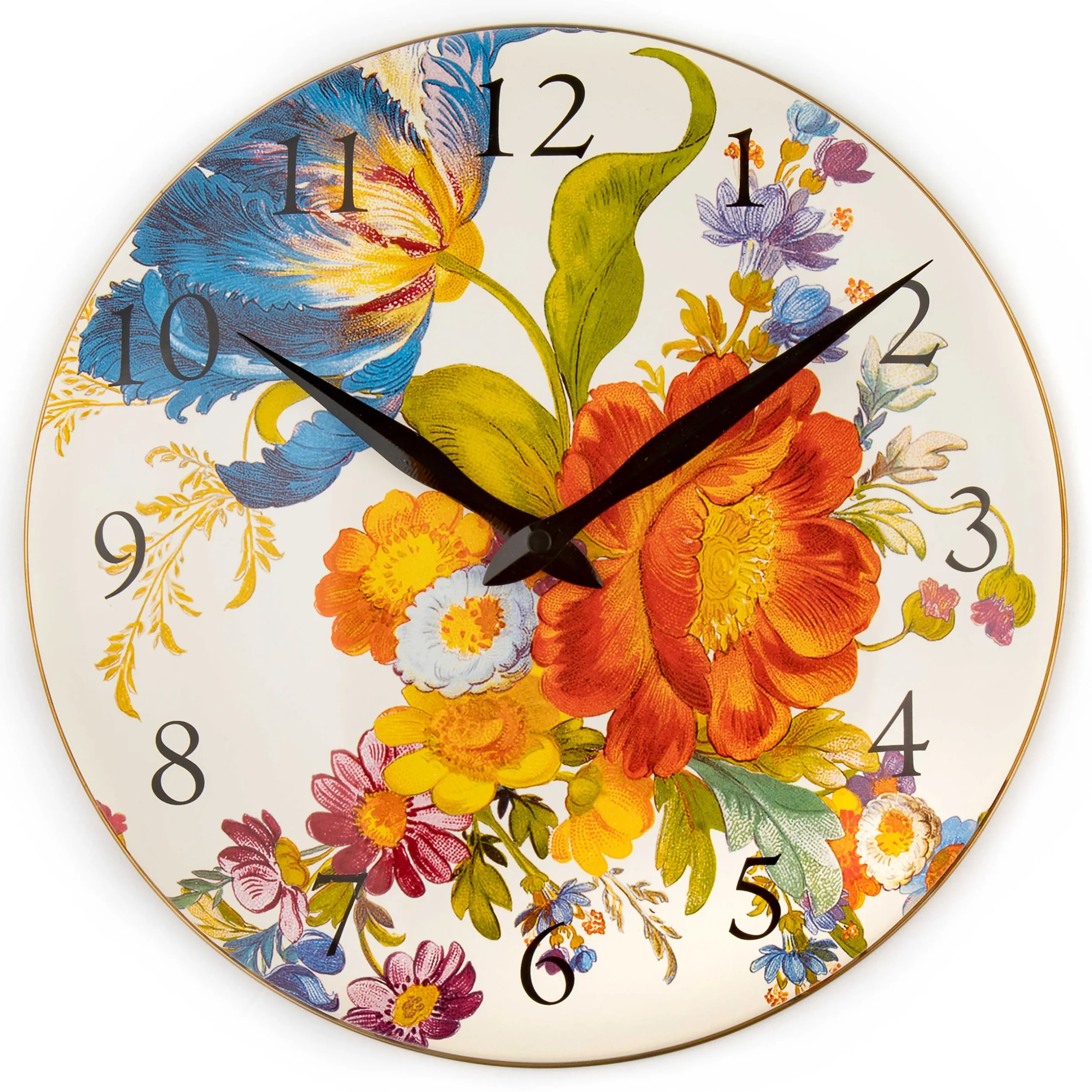 Room Accents|MacKenzie-Childs White Flower Market Wall Clock