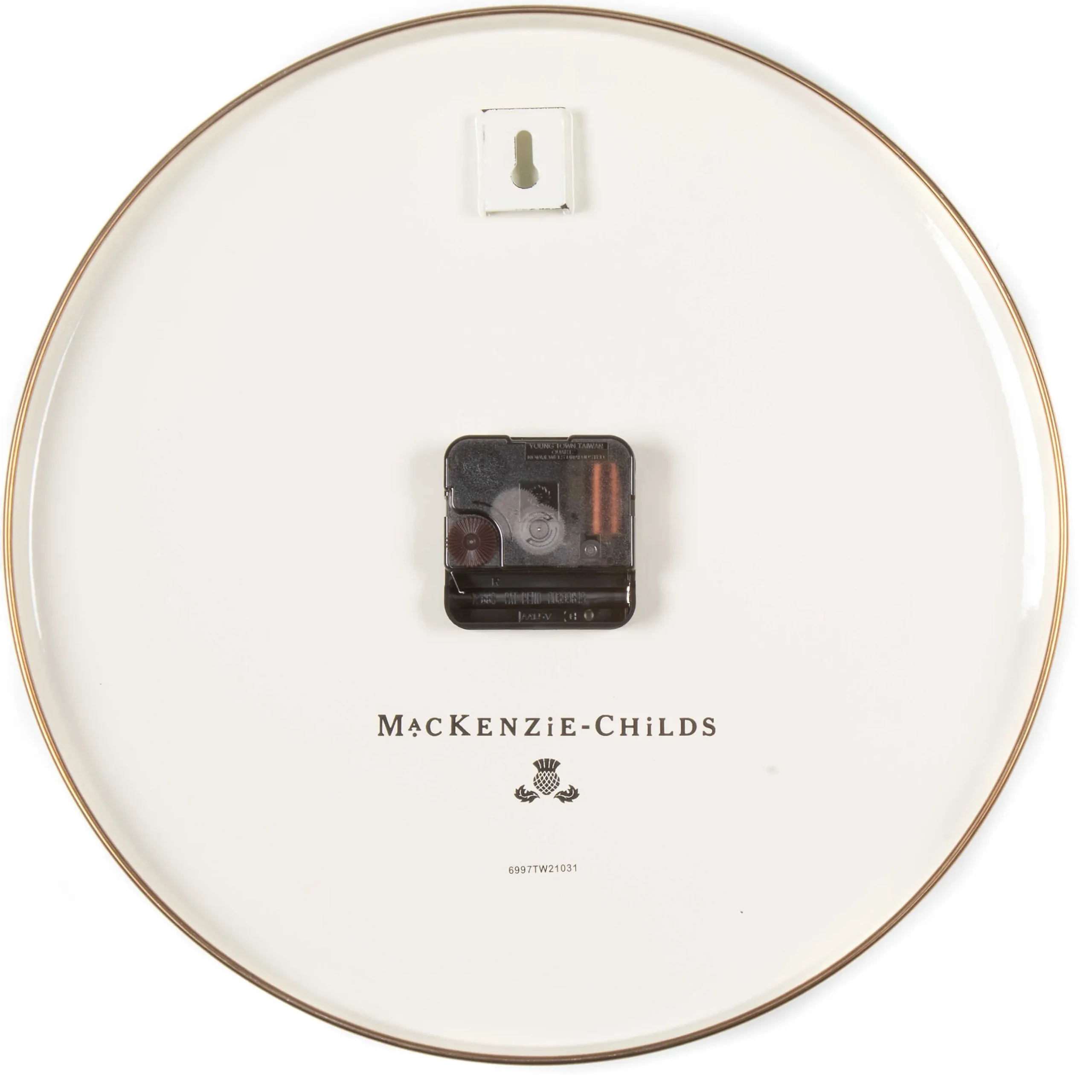 Room Accents|MacKenzie-Childs White Flower Market Wall Clock