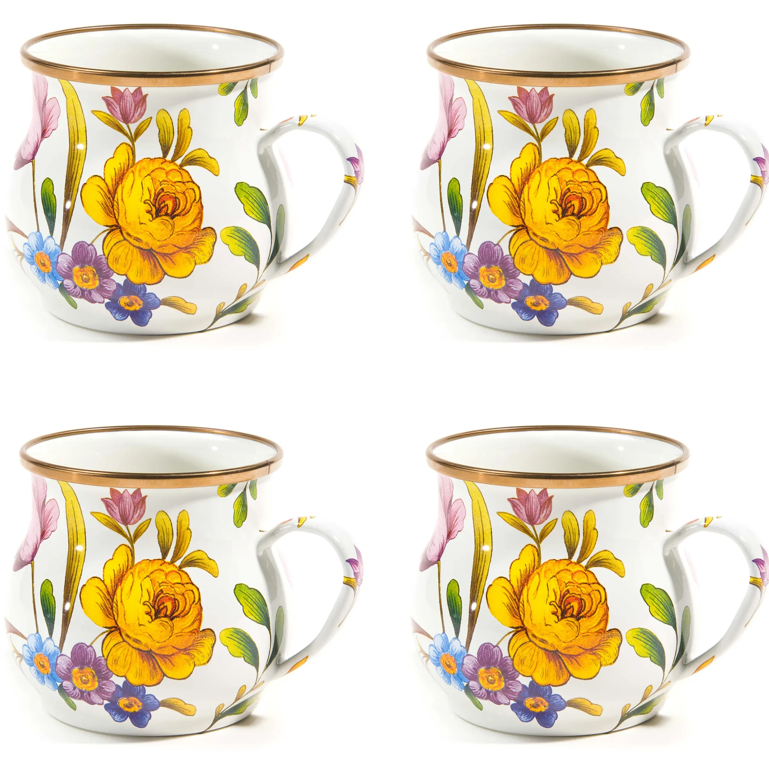 Kitchen & Dining Sets|The Coffee Shop|MacKenzie-Childs White Flower Market White Mugs, Set of 4