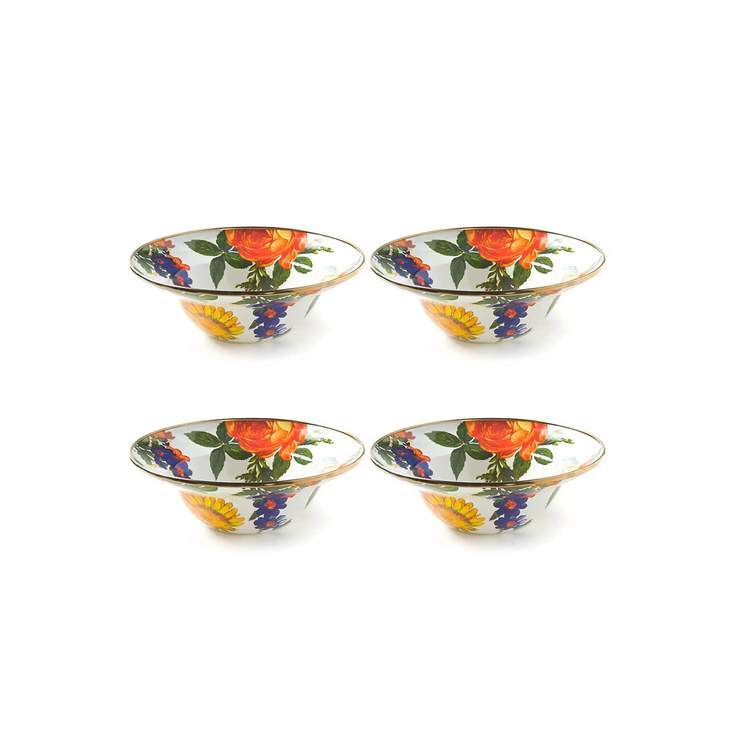 Kitchen & Dining Sets|Dinnerware & Flatware|MacKenzie-Childs White Flower Market White Breakfast Bowls, Set of 4
