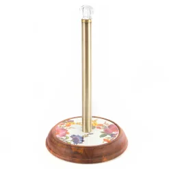 Kitchen Storage & Organization|MacKenzie-Childs White Flower Market Wood Paper Towel Holder