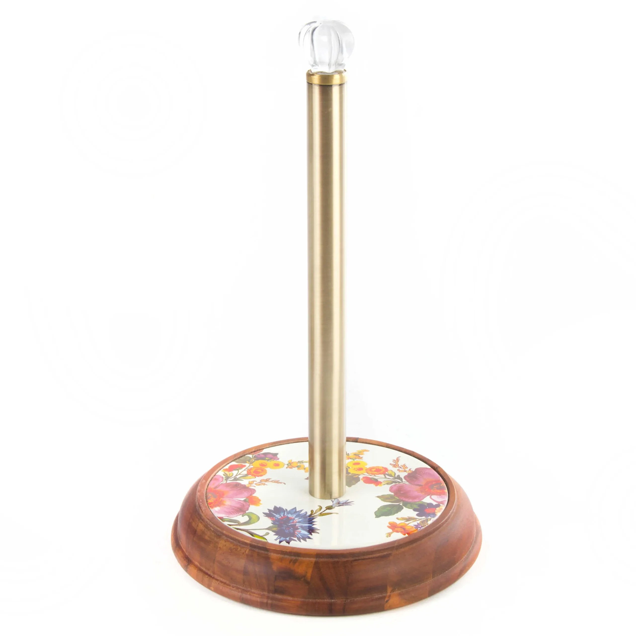 Kitchen Storage & Organization|MacKenzie-Childs White Flower Market Wood Paper Towel Holder