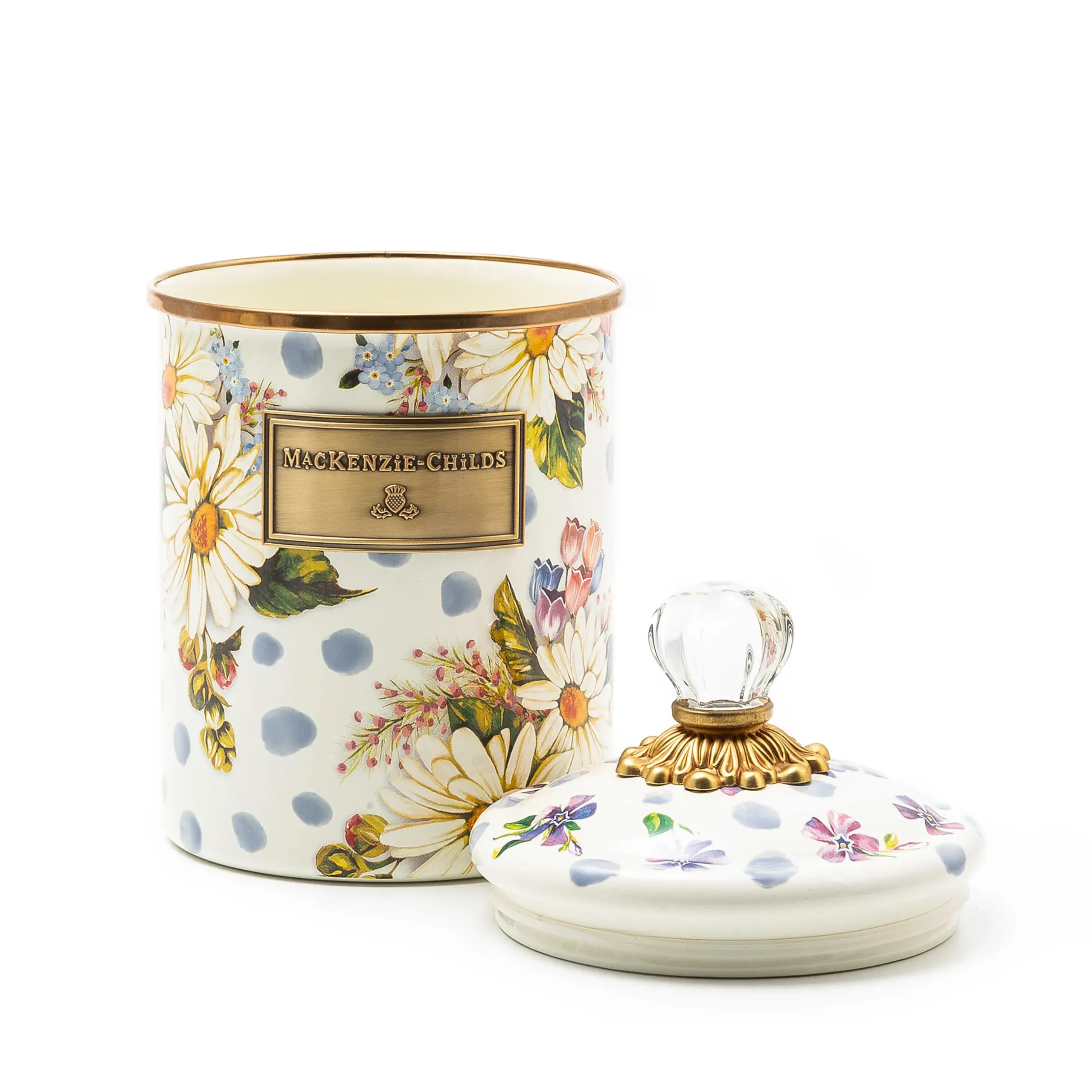 Kitchen Storage & Organization|MacKenzie-Childs Wildflowers Blue Enamel Medium Canister