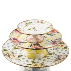 Serveware|MacKenzie-Childs Wildflowers Blue Large Pedestal Platter