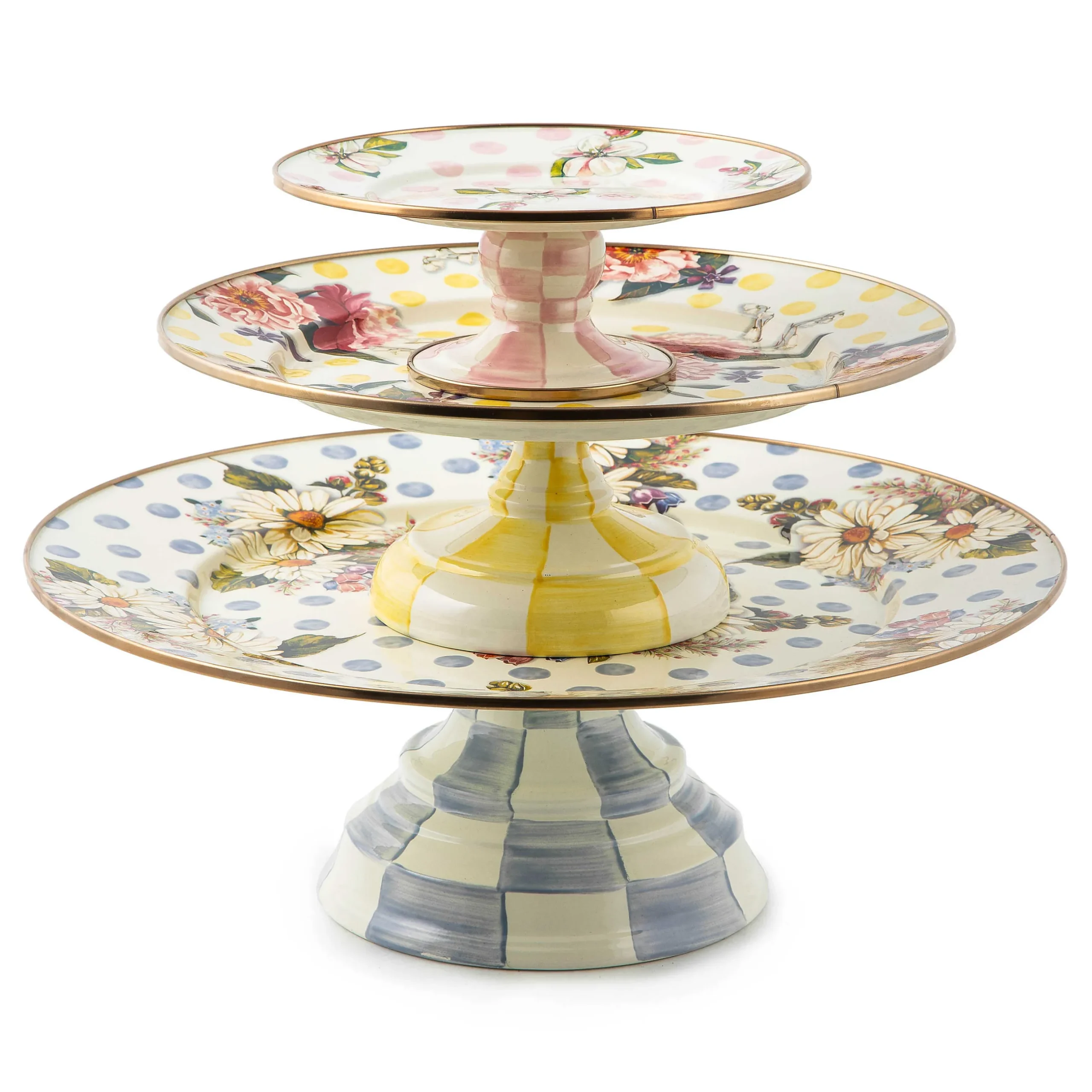 Serveware|MacKenzie-Childs Wildflowers Blue Large Pedestal Platter