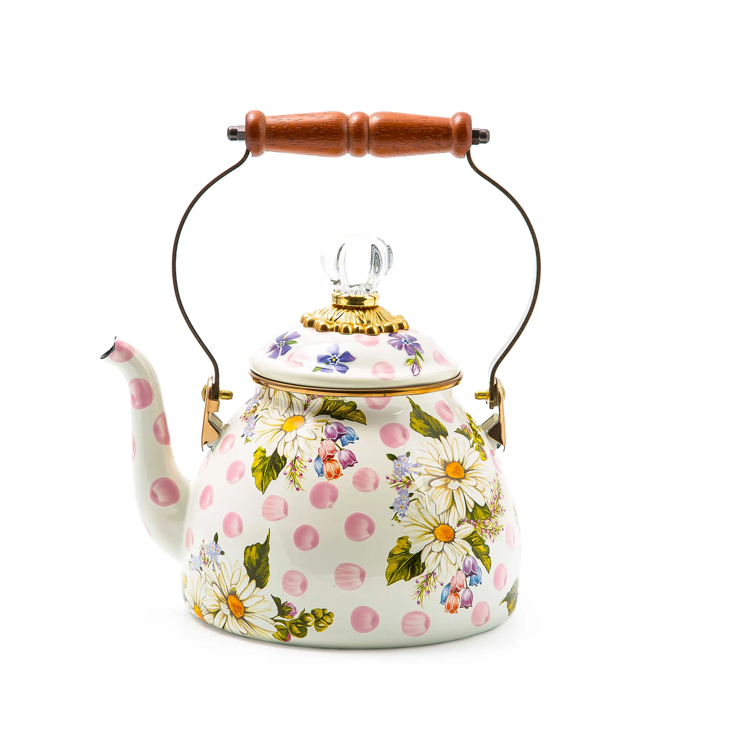 The Coffee Shop|Serveware|MacKenzie-Childs Wildflowers Pink 2 Quart Tea Kettle