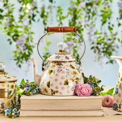 The Coffee Shop|Serveware|MacKenzie-Childs Wildflowers Pink 2 Quart Tea Kettle