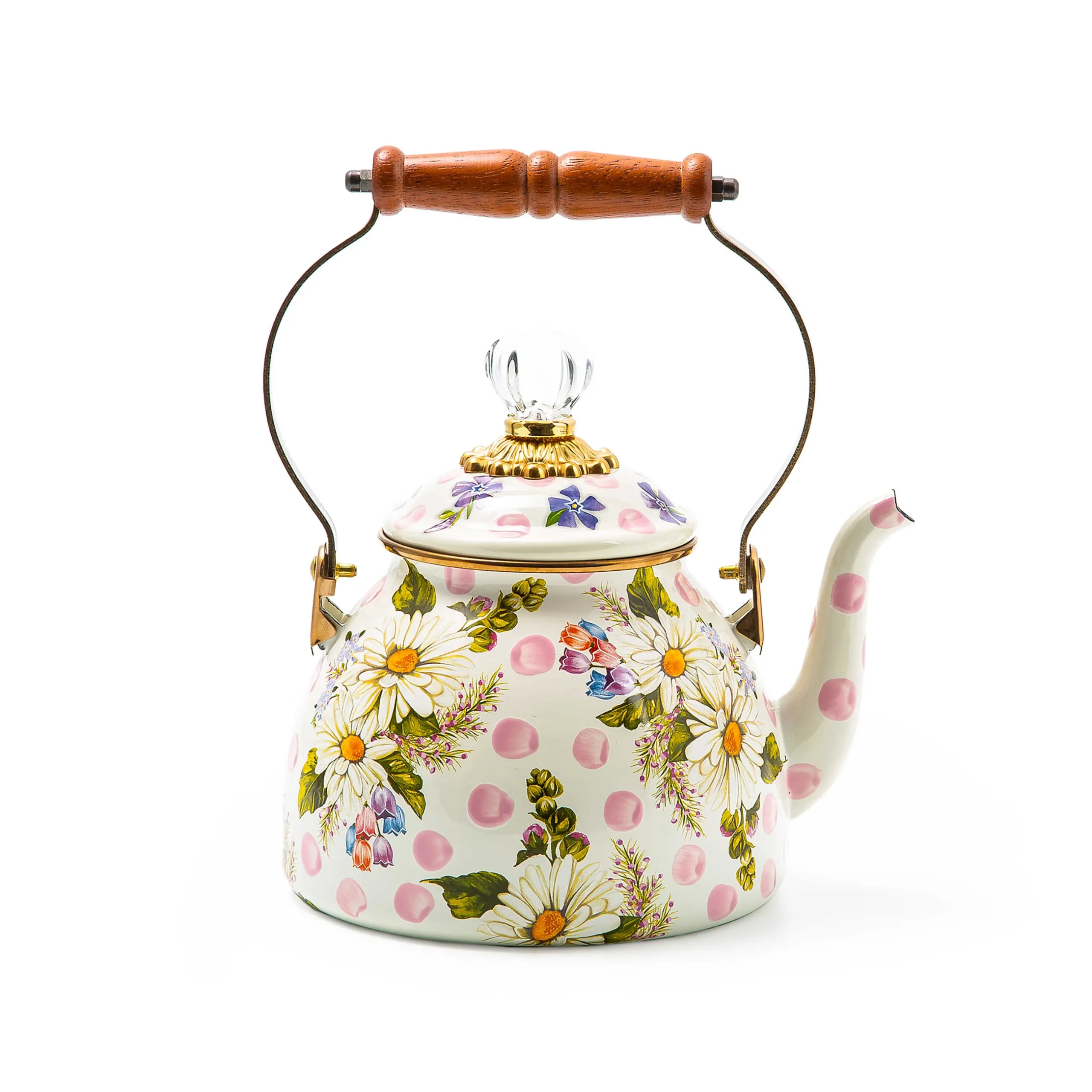 The Coffee Shop|Serveware|MacKenzie-Childs Wildflowers Pink 2 Quart Tea Kettle