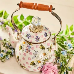 The Coffee Shop|Serveware|MacKenzie-Childs Wildflowers Pink 2 Quart Tea Kettle