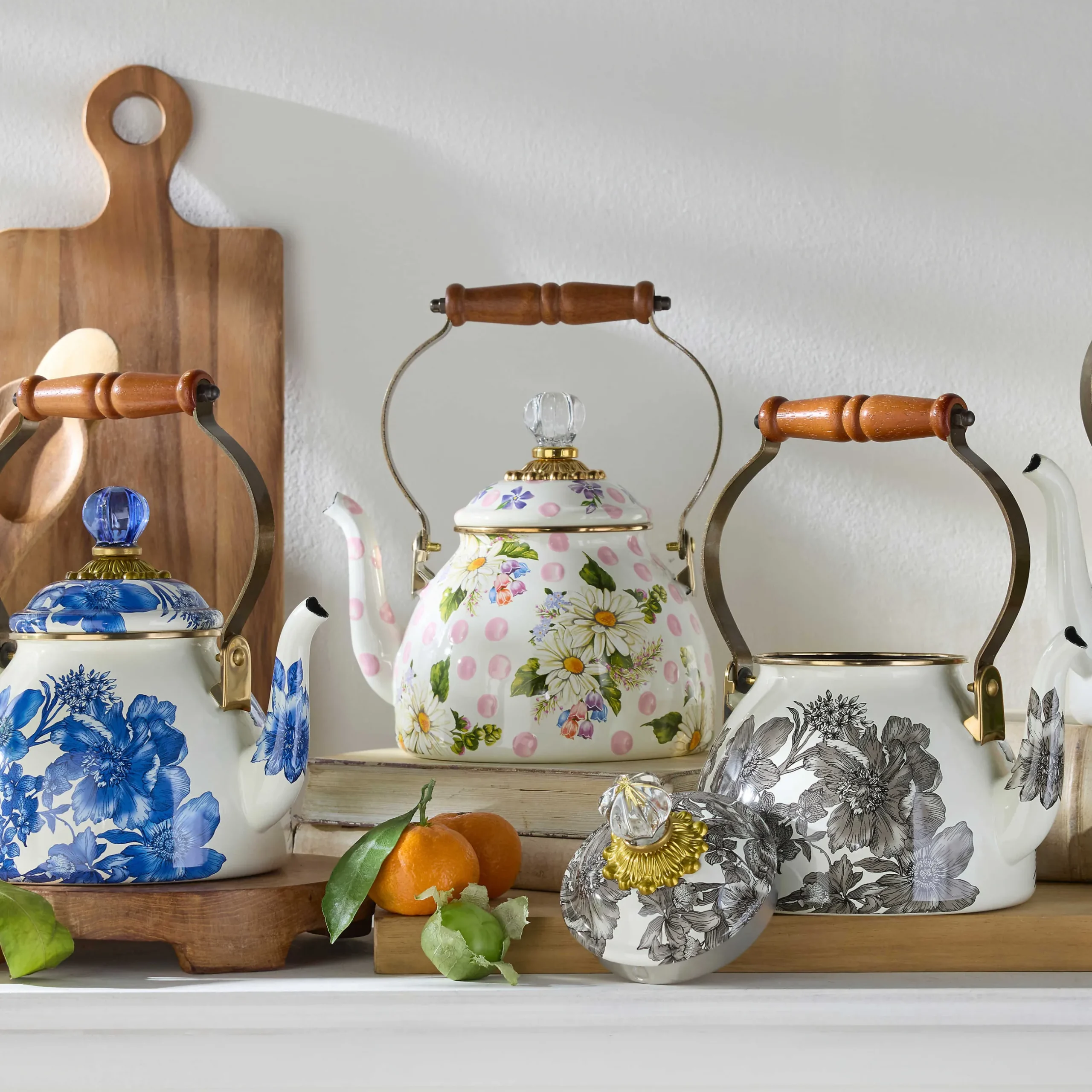 The Coffee Shop|Serveware|MacKenzie-Childs Wildflowers Pink 2 Quart Tea Kettle