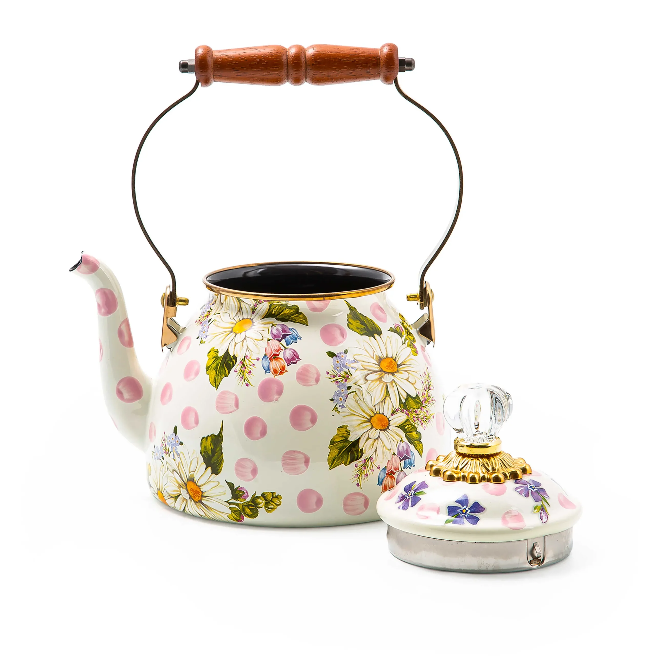 The Coffee Shop|Serveware|MacKenzie-Childs Wildflowers Pink 2 Quart Tea Kettle