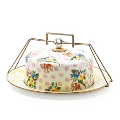 Serveware|MacKenzie-Childs Wildflowers Pink Cake Carrier