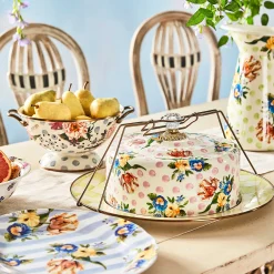 Serveware|MacKenzie-Childs Wildflowers Pink Cake Carrier
