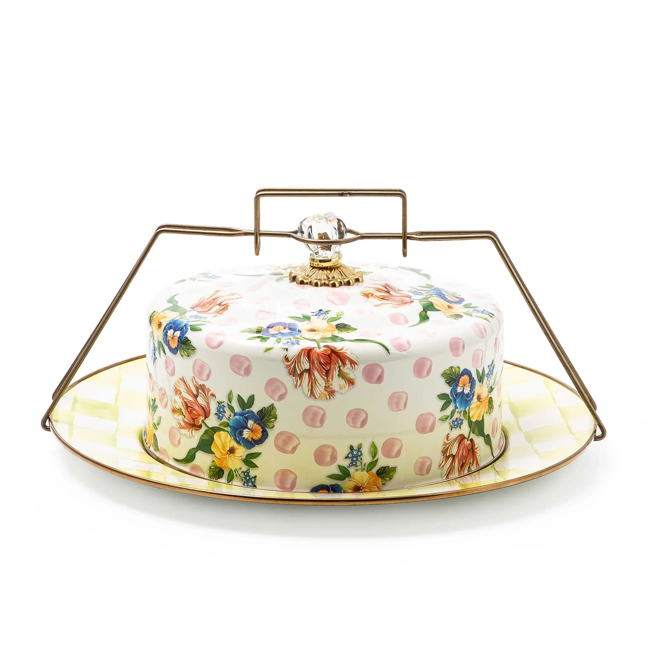 Serveware|MacKenzie-Childs Wildflowers Pink Cake Carrier