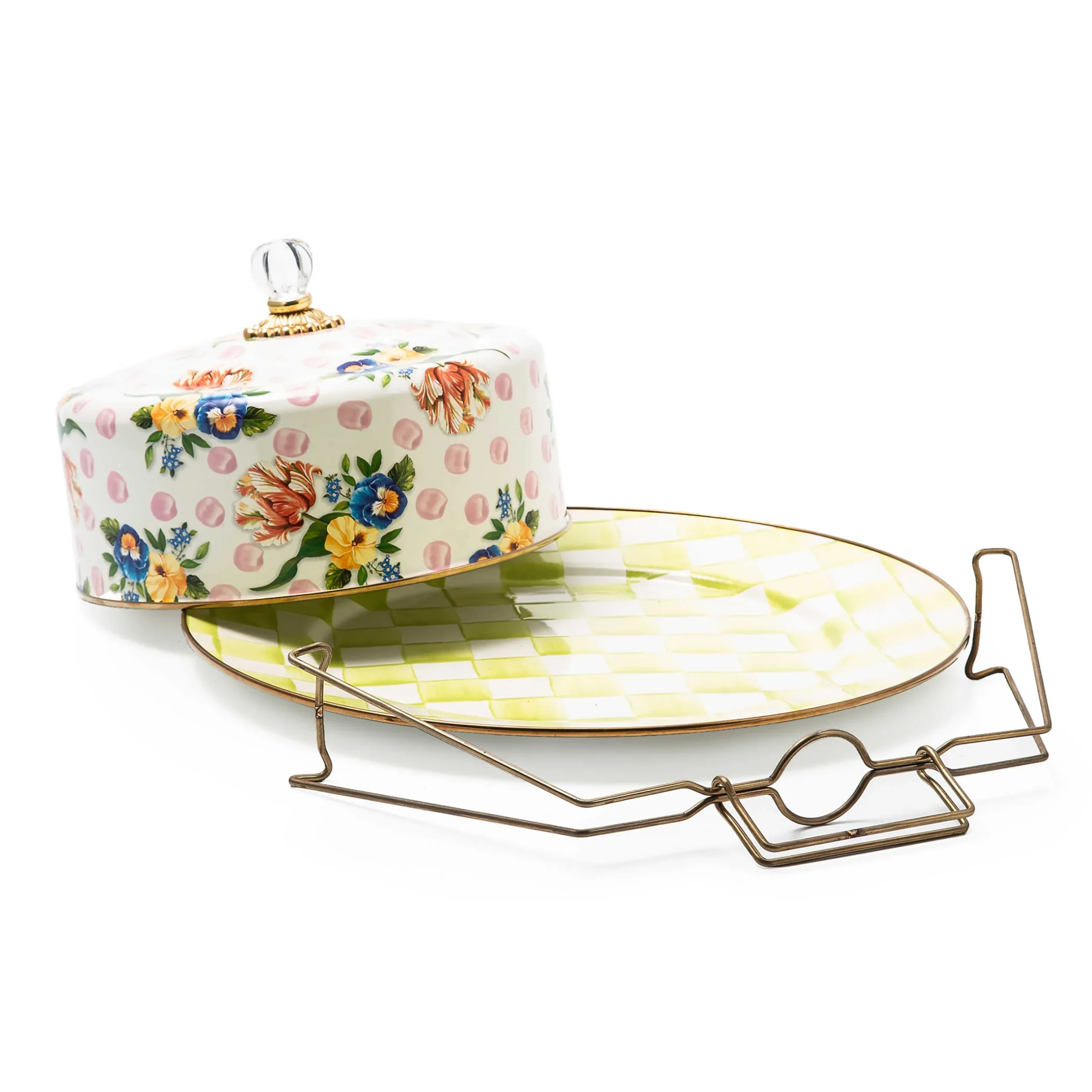 Serveware|MacKenzie-Childs Wildflowers Pink Cake Carrier