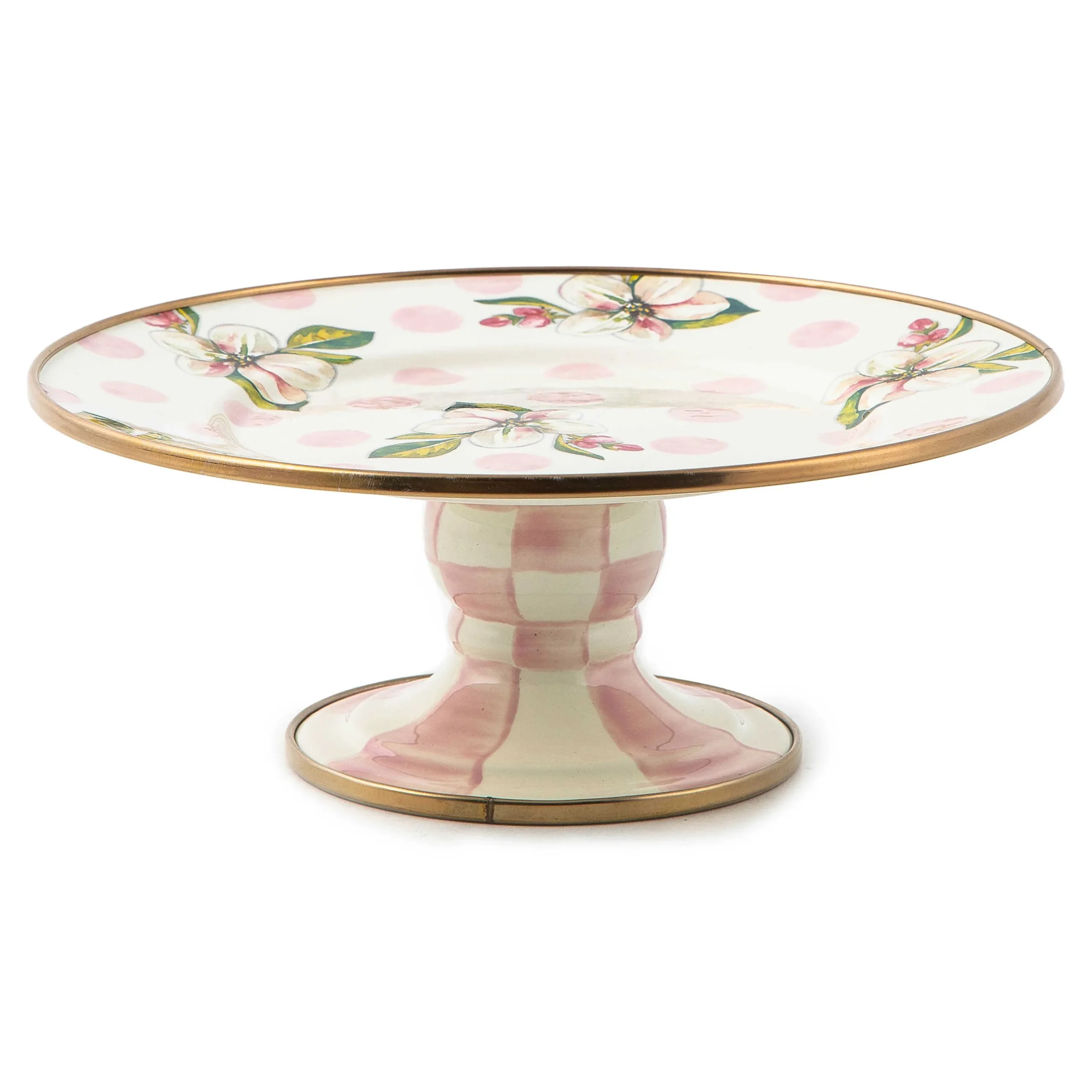 Serveware|MacKenzie-Childs Wildflowers Pink Mini Pedestal Platter