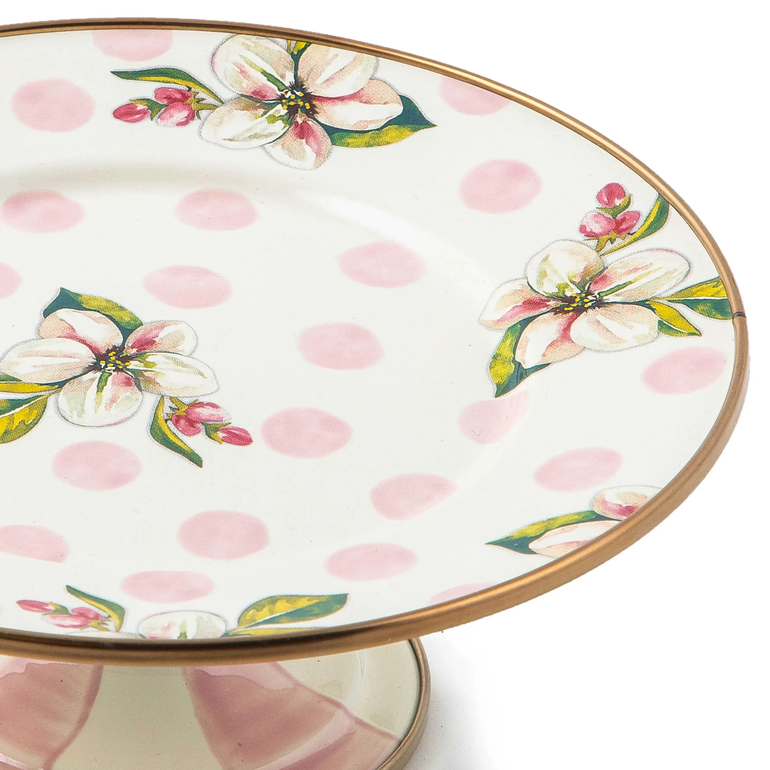Serveware|MacKenzie-Childs Wildflowers Pink Mini Pedestal Platter