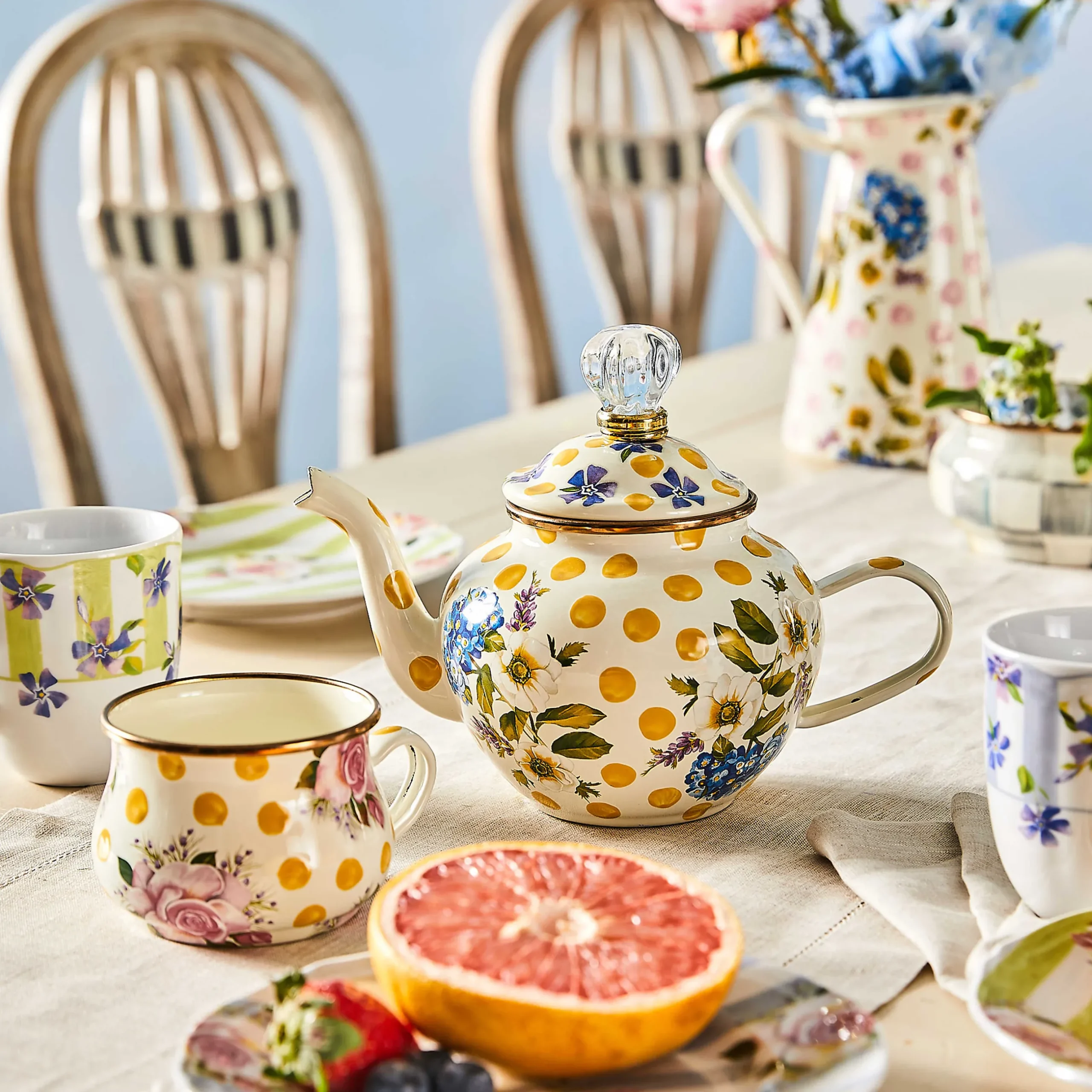 Kitchen & Table Linens|MacKenzie-Childs Wildflowers Yellow High Tea