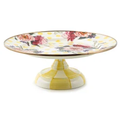 Serveware|MacKenzie-Childs Wildflowers Yellow Small Pedestal Platter