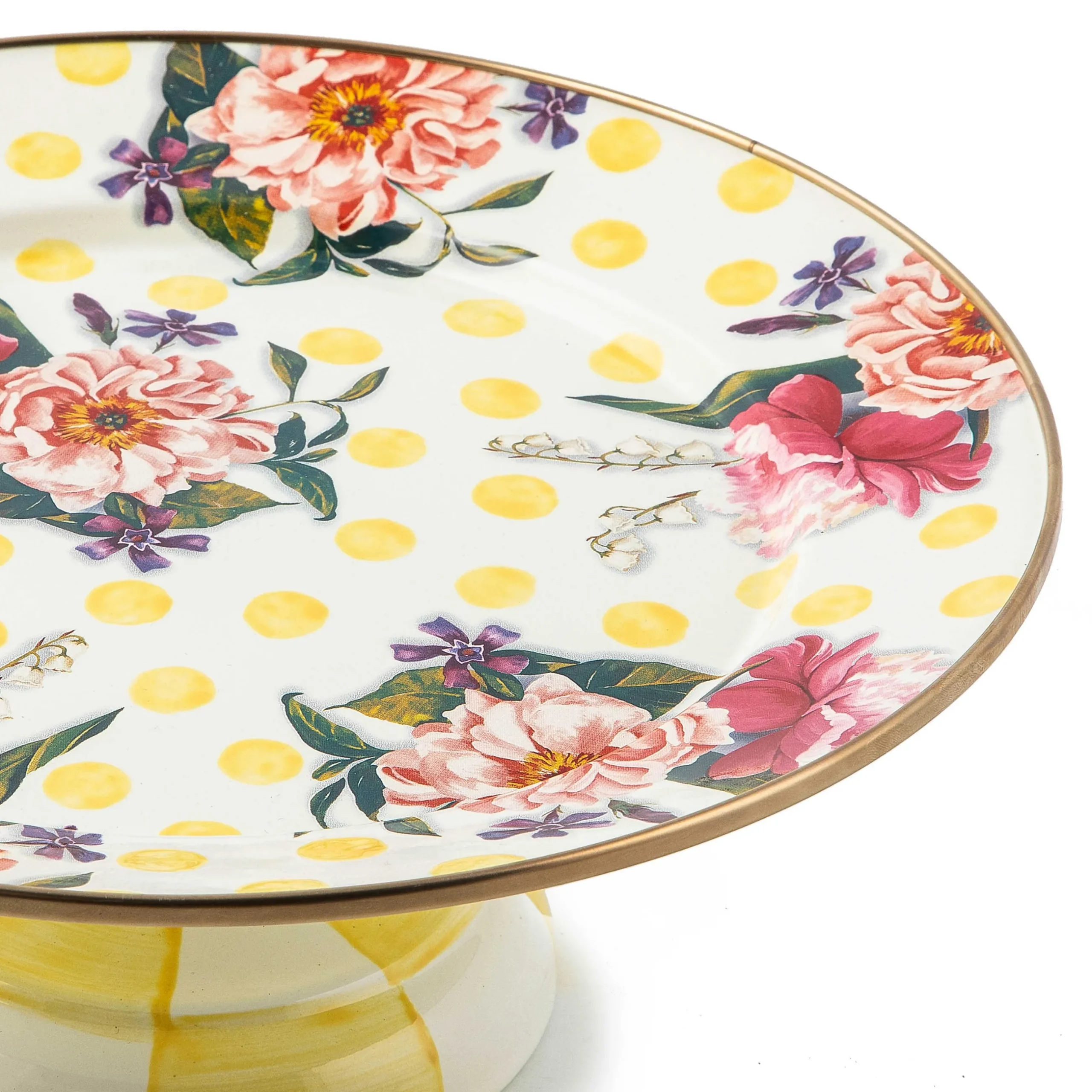Serveware|MacKenzie-Childs Wildflowers Yellow Small Pedestal Platter