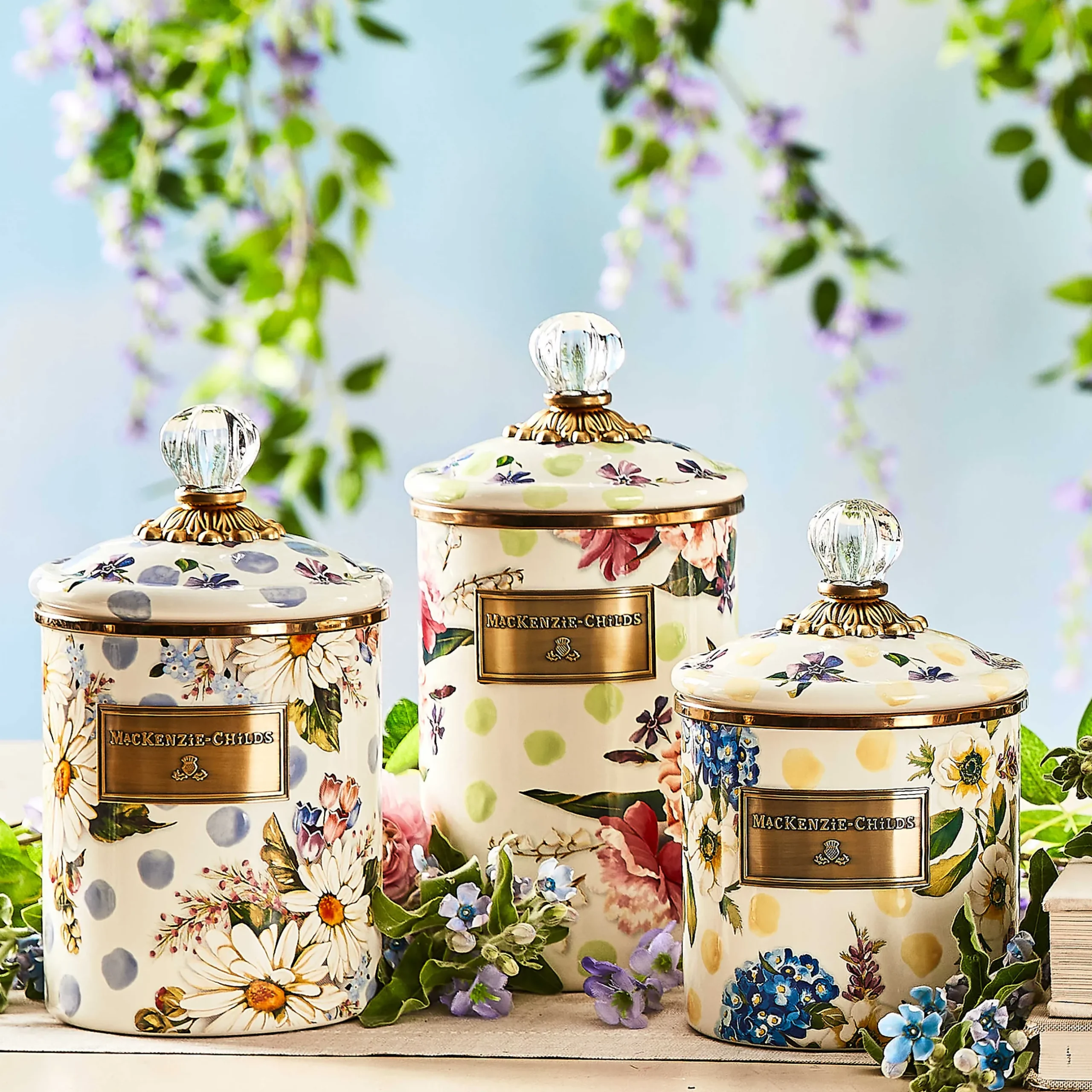 Kitchen Storage & Organization|MacKenzie-Childs Wildflowers Yellow Small Canister