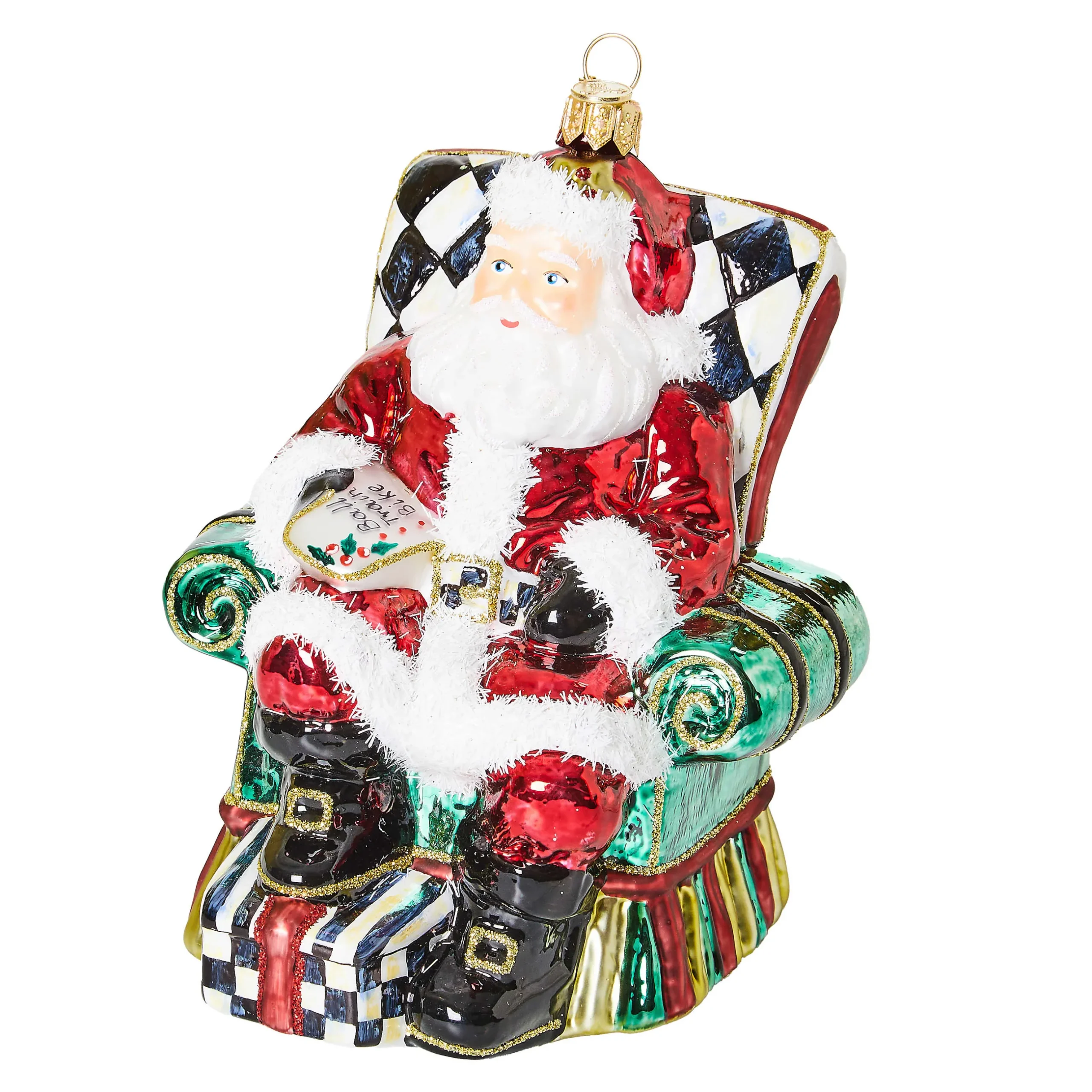 Holiday|MacKenzie-Childs Wish List Santa Glass Ornament