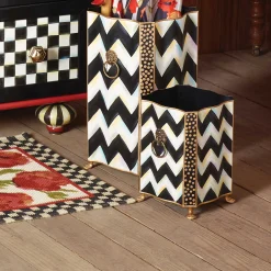 Bath & Bath Accessories|Room Accents|MacKenzie-Childs Zig Zag Waste Bin